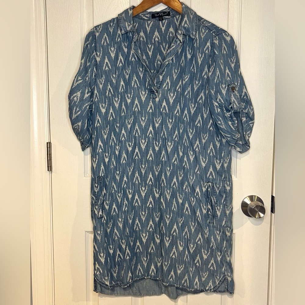 Blue Patterned Tunic Dress Size Medium